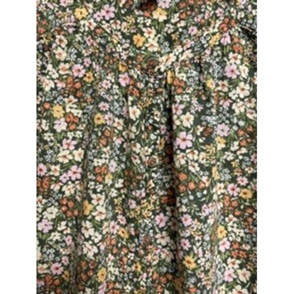 Old Navy Womens Olive Green Ditsy Floral Long Sleeve Blouse Size M Romantic - Picture 4 of 9